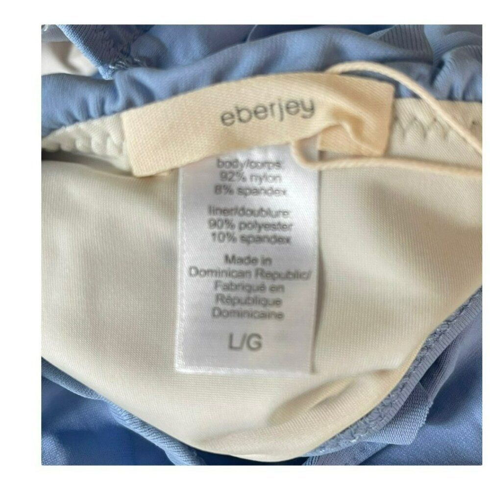 Eberjey So Bikini $196 Blue Ruffle Off Shoulder Bathing Suit Swim Suit Sz Large - Picture 6 of 6